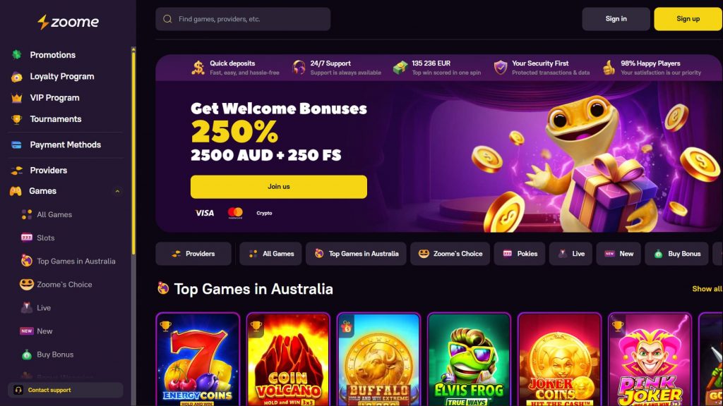 Zoome Casino AU — 4000+ Online Games and Slots