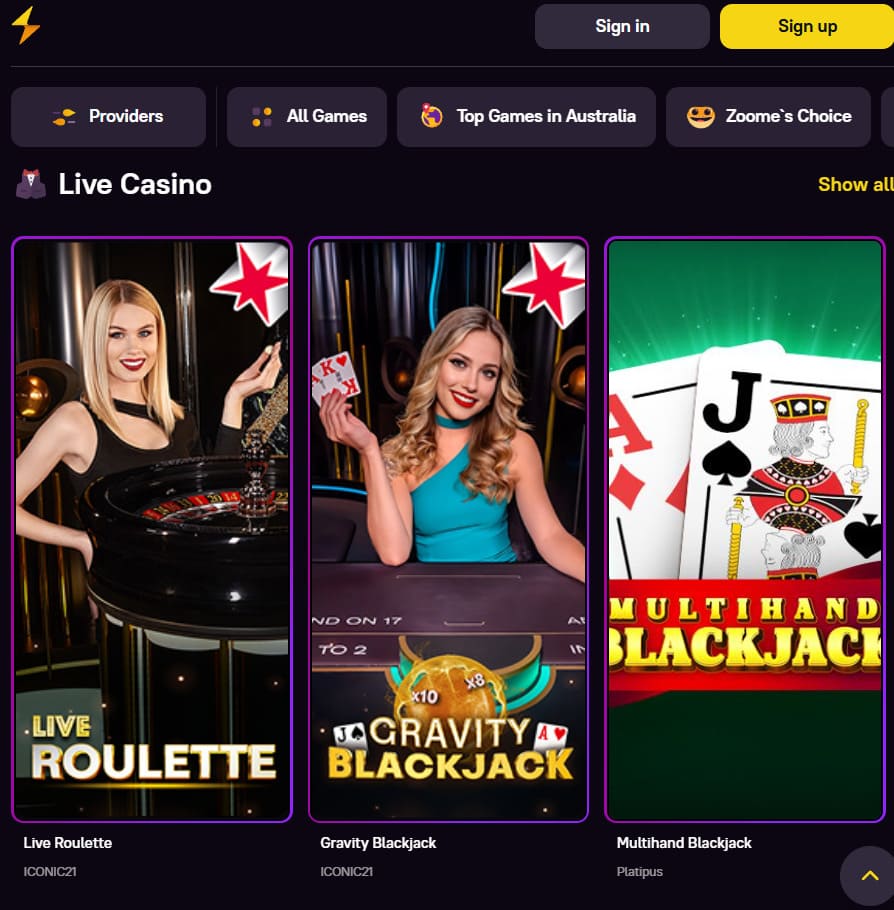 Zoome Casino AU — Mobile Slots and Live Games Anywhere